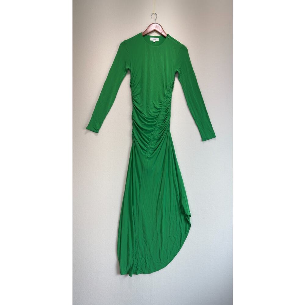 A.L.C Adeline Fern Green Ruched Jersey Stretch Asymmetric Maxi Midi Dress S - Picture 4 of 12